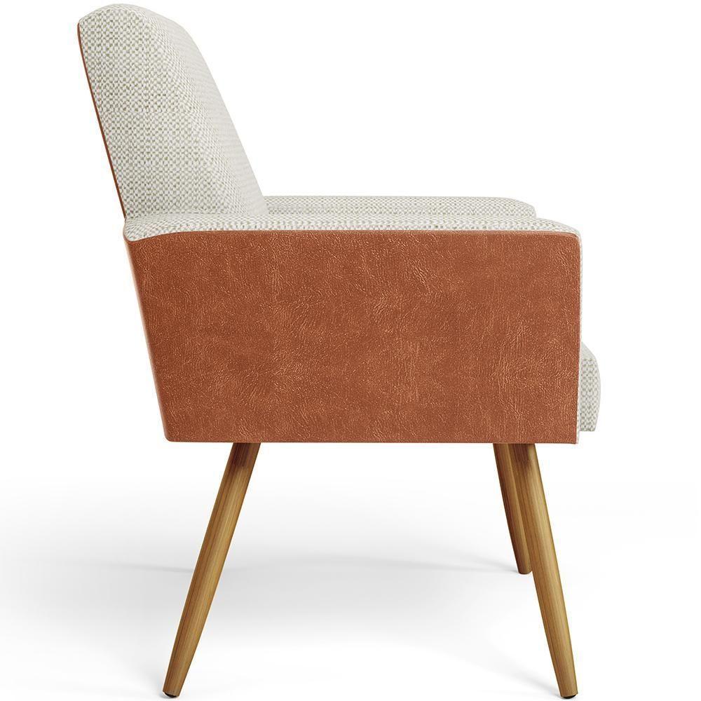 Kit 04 Poltronas Pés Palito Linho Champagne Couríssimo Camel - 3