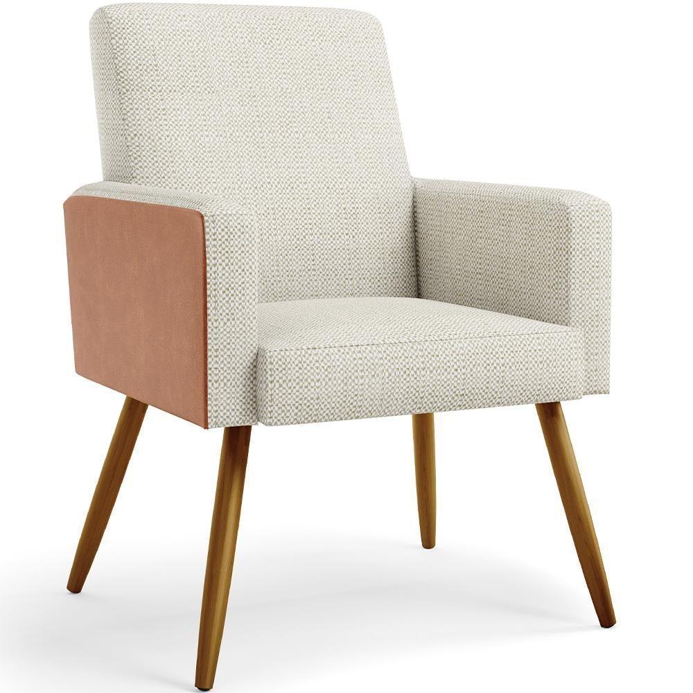 Kit 04 Poltronas Pés Palito Linho Champagne Couríssimo Camel - 7