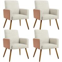 Kit 04 Poltronas Pés Palito Linho Champagne Couríssimo Camel - 1