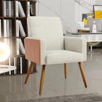 Kit 04 Poltronas Pés Palito Linho Champagne Couríssimo Camel - 15