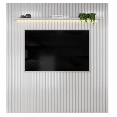 Painel para TV Trento 223 Ripado Bali-Bali MDF com Iluminação LED Bege DJ Móveis