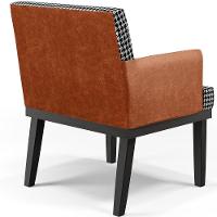 Kit 04 Poltronas Base Preto Suede Pied Poule Camel - 3