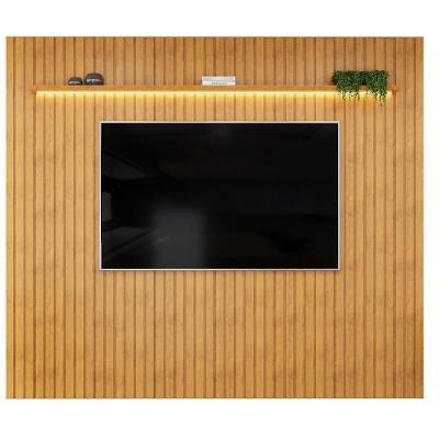 Painel para TV Trento 275 para TV 75 Ripado MDF Cedro com LED DJ Móveis