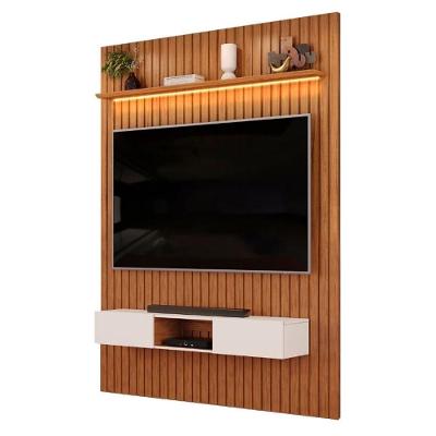 Painel para TV com Bancada Trento 65" 183CM MDF Freijó Off White com LED DJ Móveis
