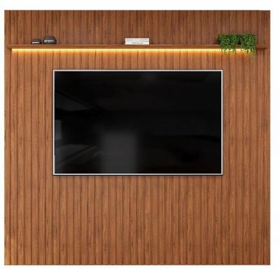 Painel para TV Trento 250 75 Polegadas MDF Ripado Freijó com LED Amadeirado DJ Móveis