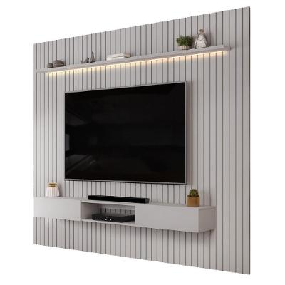 Painel para TV com Bancada Trento 75 Polegadas MDF Ripado LED Bali DJ Móveis