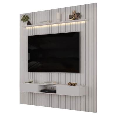 Painel para TV Trento com Bancada MDF Ripado com LED Bali DJ Móveis