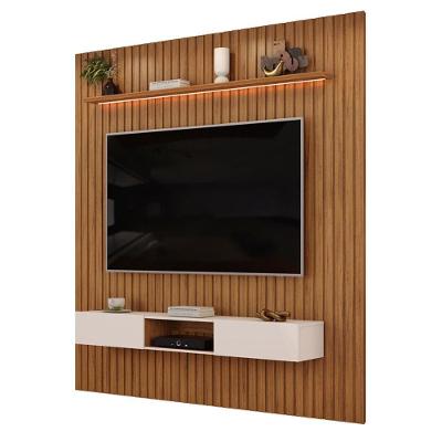 Painel para TV Trento 75 Polegadas 223CM MDF Freijó Off White com LED DJ Móveis