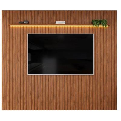 Painel para TV Trento 275 para TV 75" MDF Ripado Freijó com LED Amadeirado DJ Móveis