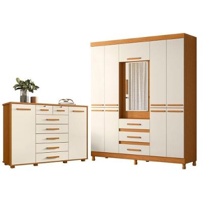 Guarda Roupa Casal New Fusion 10 Portas 3 Gavetas MDF Cinamomo Off White Albatroz Móveis