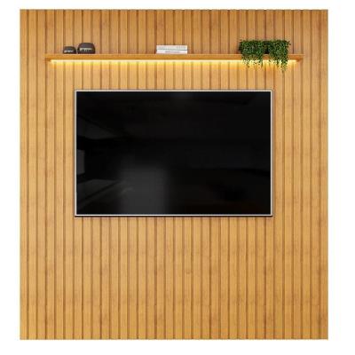 Painel para TV Trento 223 para TV 75 Polegadas MDF Ripado com LED Cedro DJ Móveis