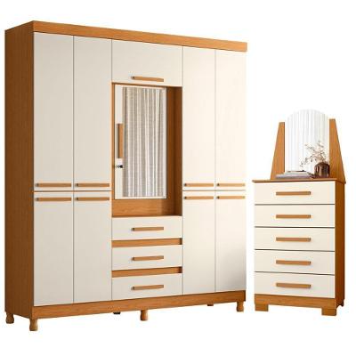 Guarda Roupa Casal New Fusion 10 Portas 3 Gavetas MDF Cinamomo Off White Albatroz Móveis