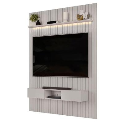 Painel para TV com Bancada Trento 65 Polegadas 183CM MDF Ripado Bali com LED DJ Móveis