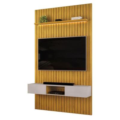 Painel para TV com Bancada Trento 60" 143CM MDF Ripado Cedro Bali com LED