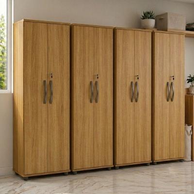 Kit 4 Armários Multiuso Caio 2 Portas 4 Prateleiras MDP 60CM Cinamomo com Chave