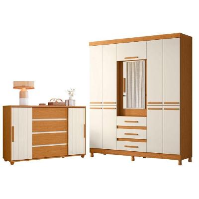 Guarda Roupa Casal New Fusion 10 Portas 3 Gavetas MDF Cinamomo Off White Albatroz Móveis