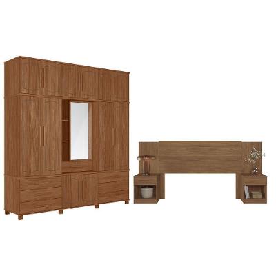 Guarda Roupa Casal Londres Capelinha 13 Portas 7 Gavetas MDP-MDF 229CM Jatobá Santos Andirá