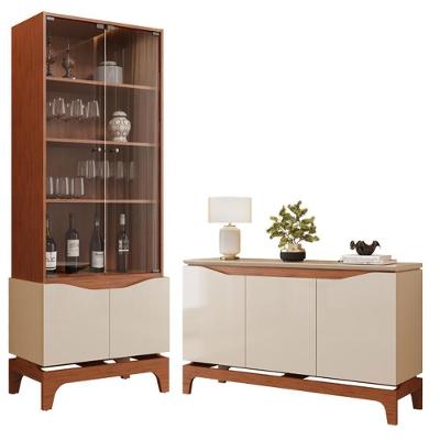Cristaleira com Buffet Jolie 5 Portas 5 Prateleiras MDF-MDP Vidro Temperado Freijó Off White DJ