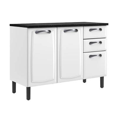Balcão de Cozinha New Premium 3 Portas 2 Gavetas Aço Branco Itatiaia