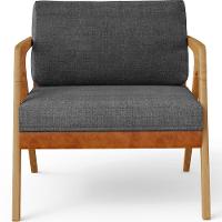 Kit 03 Poltronas Sala L02 Camel Linho Cinza Escuro