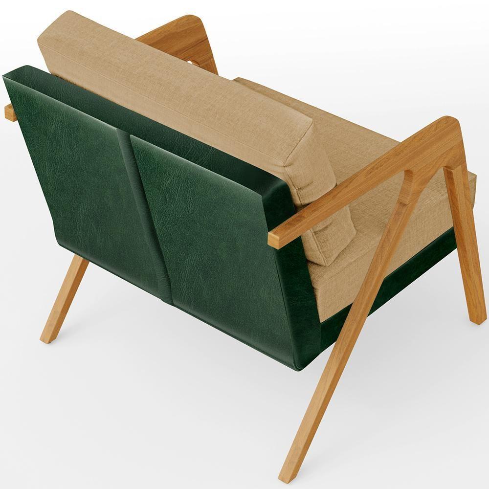 Kit 03 Poltronas Facto Verde Musgo Linho Bege Escuro - 2