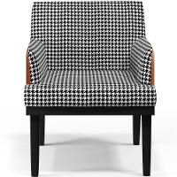 Kit 03 Poltronas Base Preto Suede Pied Poule Camel - 6