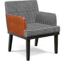 Kit 03 Poltronas Base Preto Suede Pied Poule Camel - 9