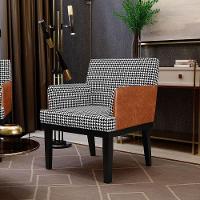 Kit 03 Poltronas Base Preto Suede Pied Poule Camel - 10