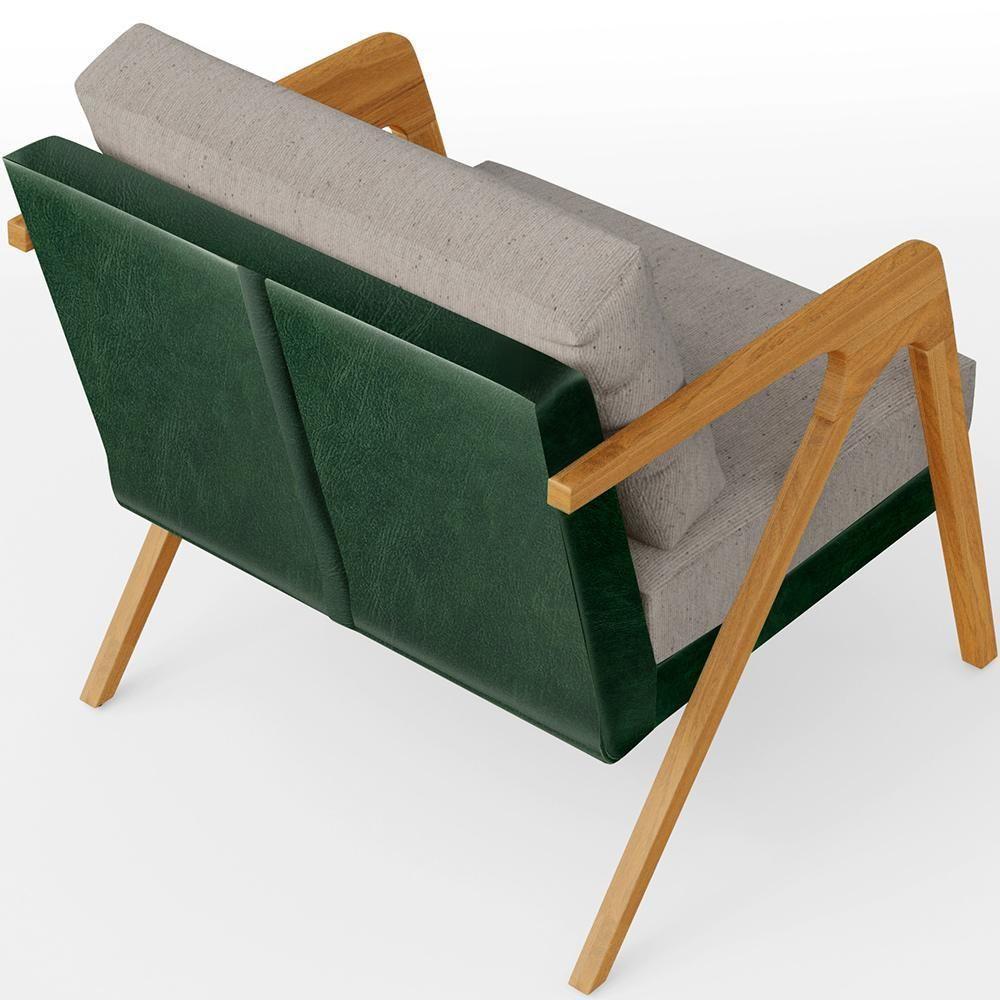 Kit 03 Poltronas Sala L02 Facto Verde Musgo Linho Bege - 3