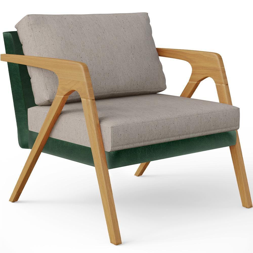 Kit 03 Poltronas Sala L02 Facto Verde Musgo Linho Bege - 9