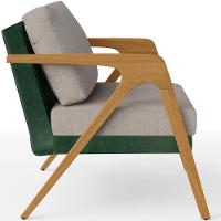 Kit 03 Poltronas Sala L02 Facto Verde Musgo Linho Bege