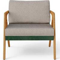 Kit 03 Poltronas Sala L02 Facto Verde Musgo Linho Bege - 5