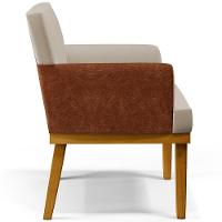 Kit 03 Poltronas Base Mel Linho Bege Couríssimo Camel