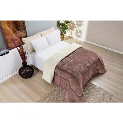 Coberdrom Sherpa E Flannel Everest Casal Manta Alta 150g 01 Peça - Rose