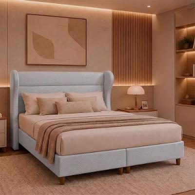 Cama Box King com Cabeceira Elegante Factor Off White Sallar Home