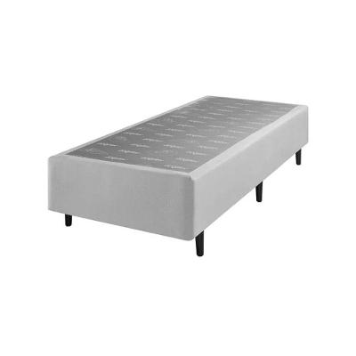 Base para Cama Box Casal Barcelona Estrutura Madeira Poliester Cinza Ecoflex