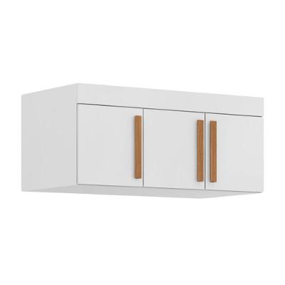 Armário Aéreo Multiuso Madrid 3 Portas 3 Prateleiras MDP 90CM Branco