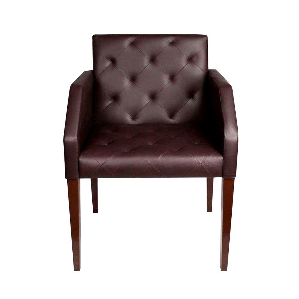 Kit 2 Poltronas Decorativa Nina Em Tecido Sintético Costura Capitonê - Marrom - Cor: Marrom - 4