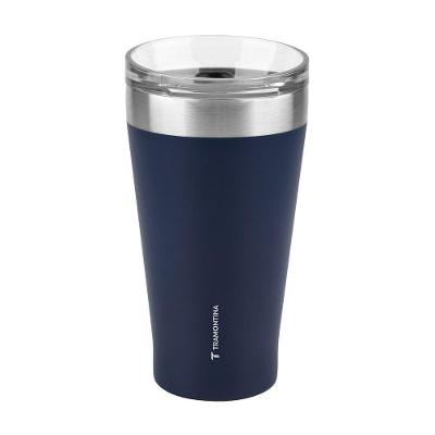 Copo Térmico Exata Aço Inox Isolamento a Vácuo Uso Diário Azul Tramontina 550ML