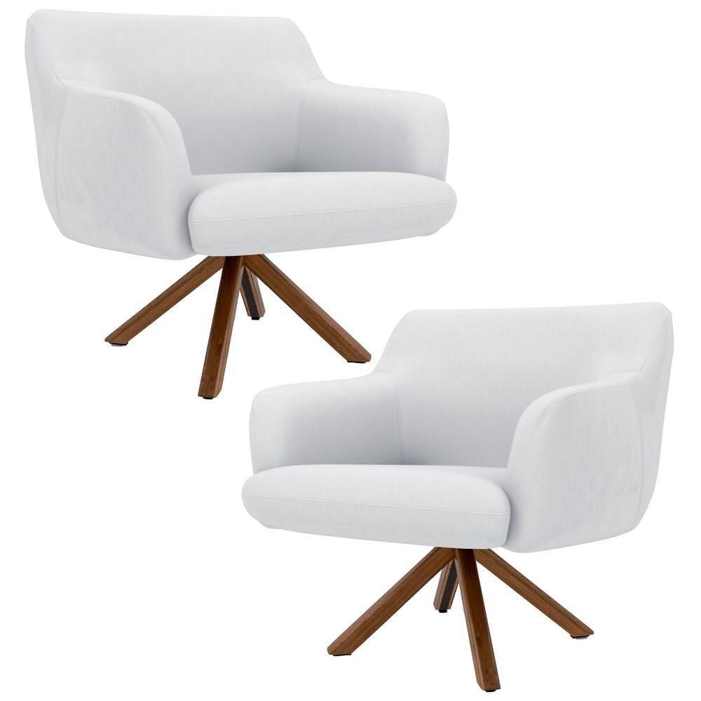 Kit 2 Poltronas Base Madeira Jade C-12ano Branco - 1