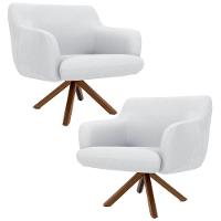 Kit 2 Poltronas Base Madeira Jade C-12ano Branco - 1