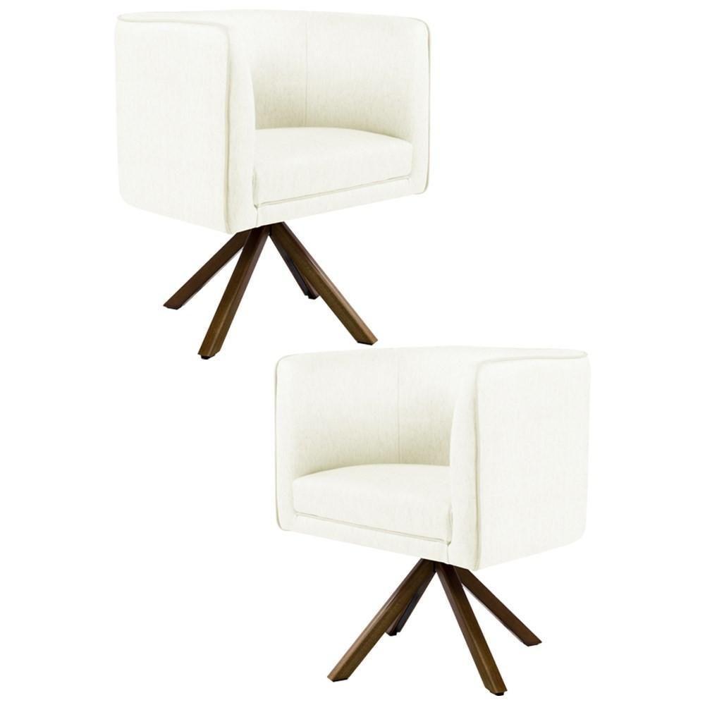 Kit 2 Poltronas Base Madeira Betina C-26ano Bege - 1