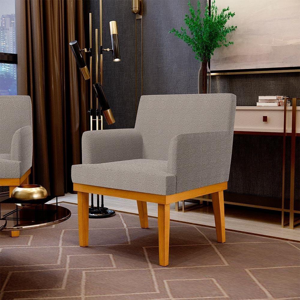 Kit 2 Poltronas Base Mel Beatriz W01 Bouclê Bege - 10