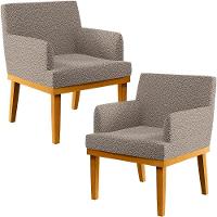 Kit 2 Poltronas Base Mel Beatriz W01 Bouclê Bege - 1