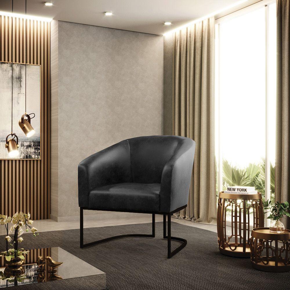 Kit 2 Poltronas Stella Corano Base Industrial Preto - D'Rossi Cor Preto - 8