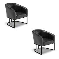 Kit 2 Poltronas Stella Corano Base Industrial Preto - D'Rossi Cor Preto - 1