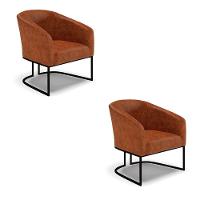 Kit 2 Poltronas Stella Corano Base Industrial Preto - D'Rossi Cor Nozes - 1