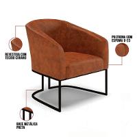 Kit 2 Poltronas Stella Corano Nozes Base Industrial Preto - D'Rossi