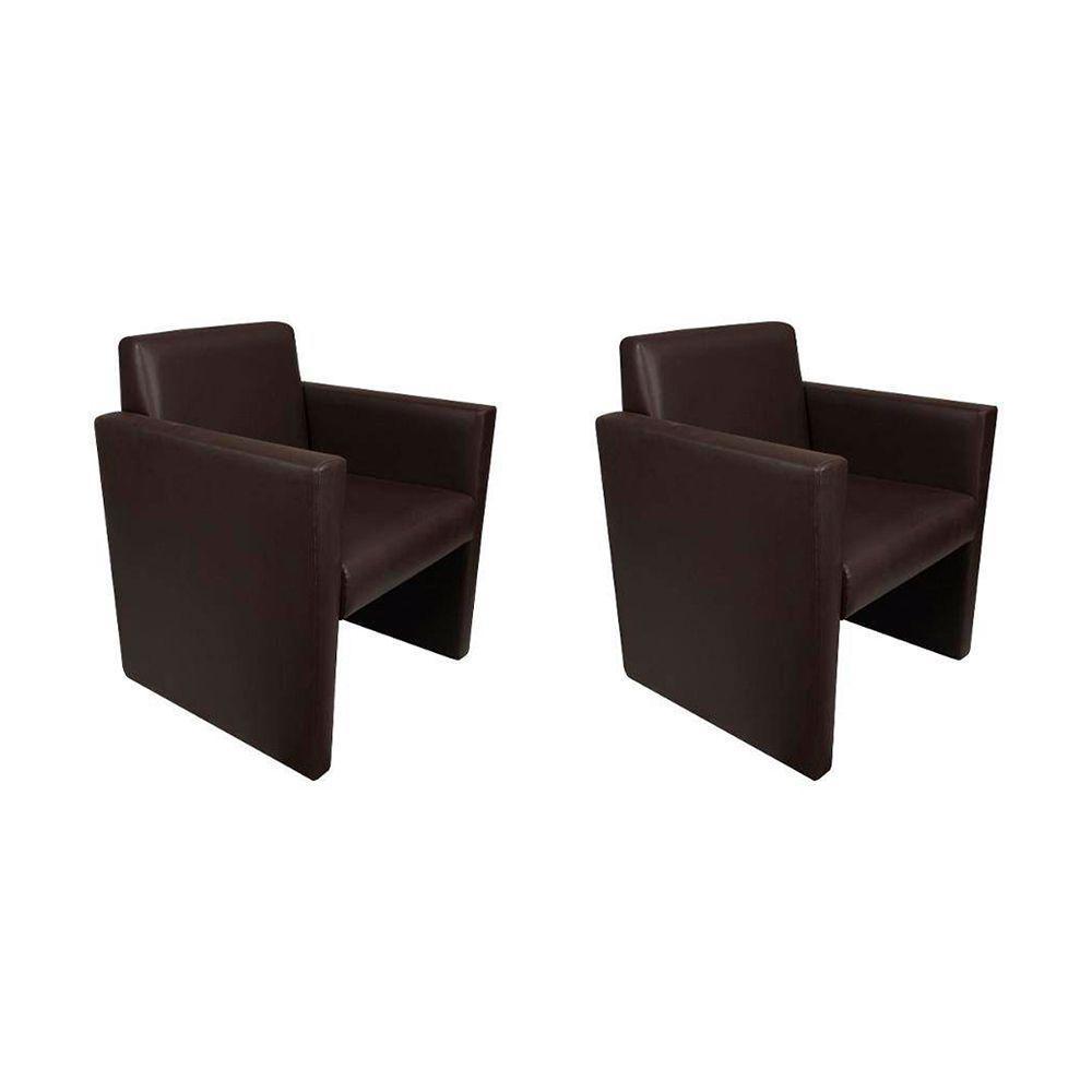 Kit 2 Poltronas Nina Slim Em Tecido Sintético - Café - Cor: Marrom - 1