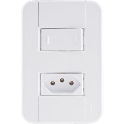 Conjunto 4x2 Com 1 Interruptor Paralelo 10 A 250 V E 1 Tomada 2p+t 10 A 250 V Tramontina Tablet Branco